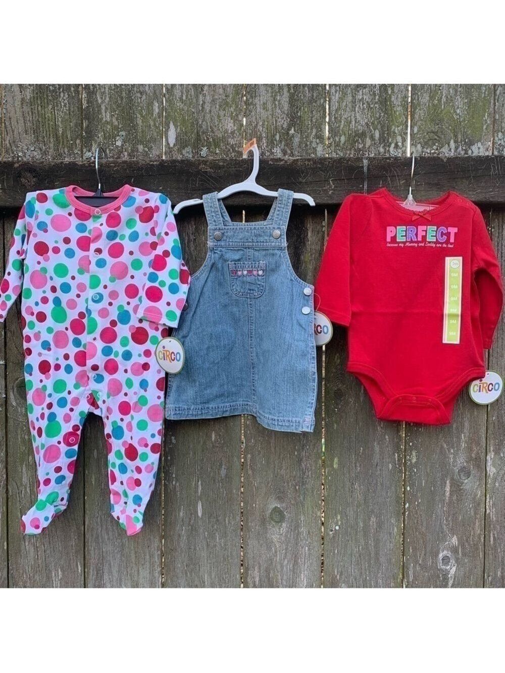 CIRCO outfit bundle Denim overall jumper dress bodysuit sleeper set spring fall